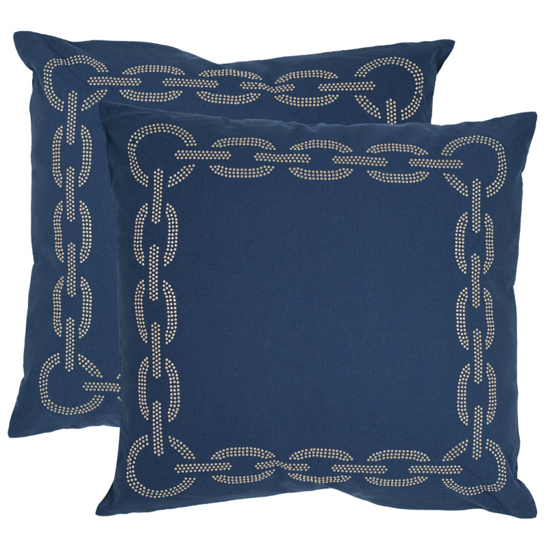 Abstract Reversible Throw Pillow, 18" x 18", Blue
