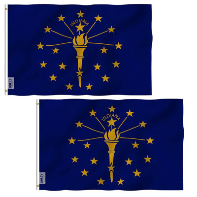  Fly Breeze 3x5 Foot Indiana State Flag - Indiana IN Flags Polyester with Brass Grommets 3 X 5 Ft