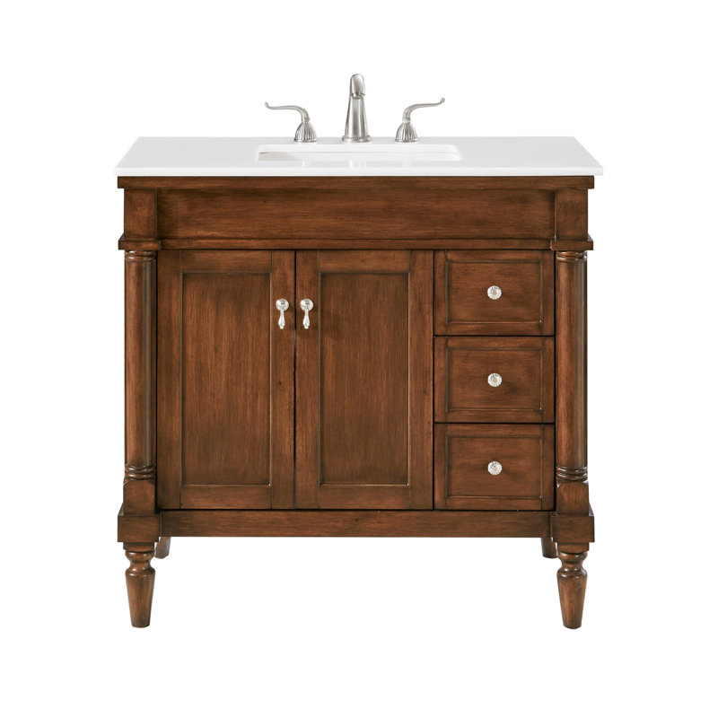 Ensemble de meuble-lavabo simple 36 po Lexington, Noyer, Blanc Ivoire