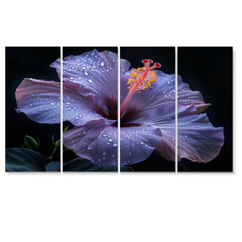 Hibiscus mauve et rose, H 32 po x l 64 po