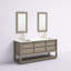 Meuble-lavabo de comptoir en marbre blanc de 72 po en chêne gris avec robinet et miroir Anslem-793945084-793945058