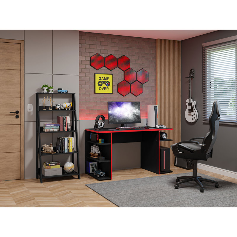 Bibliothèque sur pieds Latitude Run® Gamer, Noir / rouge