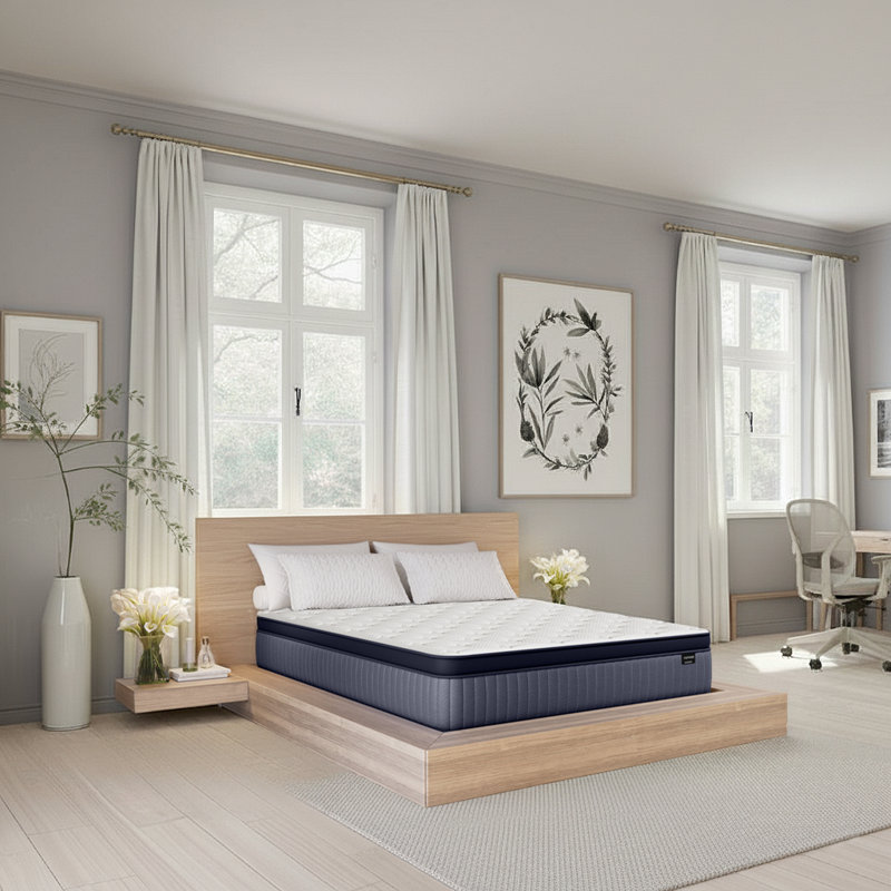 Matelas hybride ferme 13,5 po White Noise, Très grand californien