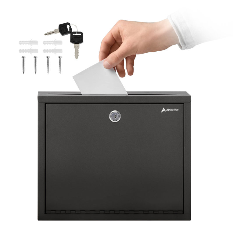 Large Mailbox Steel Multi-Purpose Secure Drop Box, Black