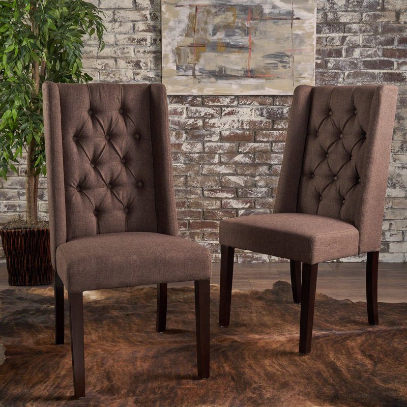 Chaise de salle à manger rembourrée Toshia, Marron foncé