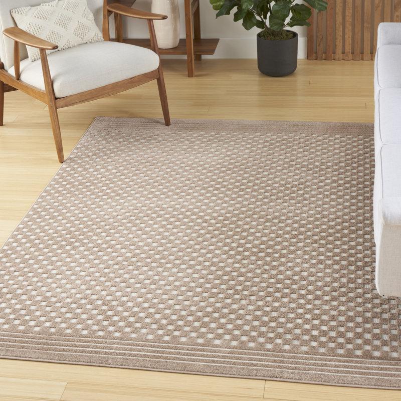 Tapis d'intérieur moderne brun sans entretien 9 pi 2 po x 12 pi Latitude Run®, Rectangle 5 pi 3 po x 7 pi