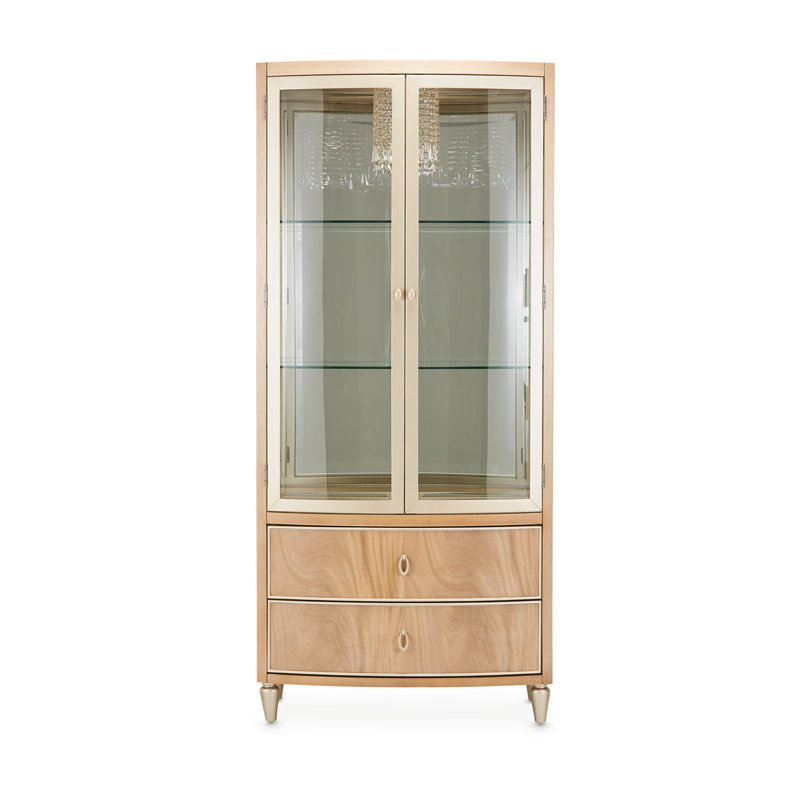 Villa Cherie Display Cabinet with LED Lighting, Caramel