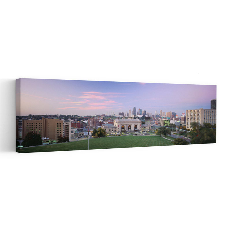 High Angle View Of A City Kansas City Missouri USA 1 Piece Wrapped Canvas Panoramic Wall Art, 50.8 cm H x 152.4 cm W