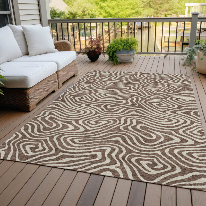 Tapis intérieur / extérieur brun Evalora , 8 pi x 10 pi