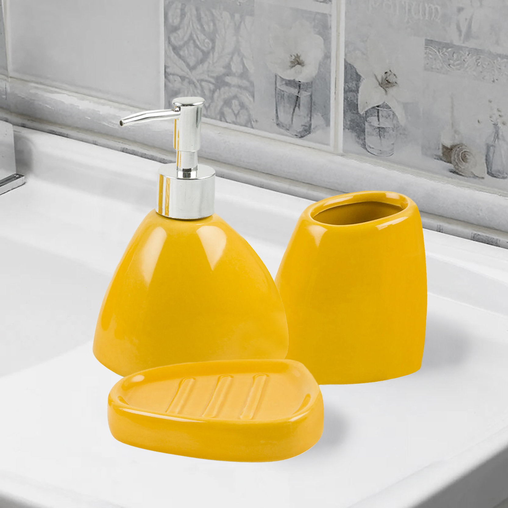 Ebern Designs Montravion Ceramic / Porcelain Bathroom Accessory Set Wayfair