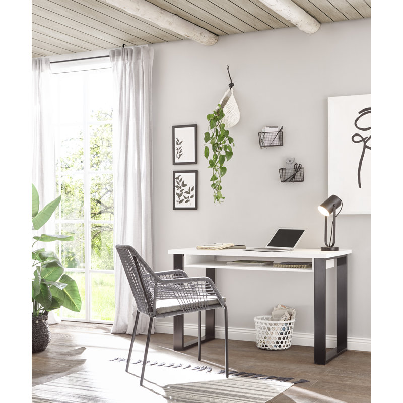 Jackeline 2 Piece Desk Office Set, White/Anthracite