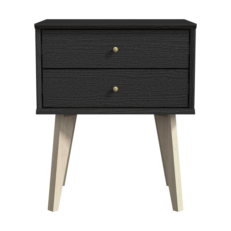 Branquinha 2 Drawer 22" H Nightstand, Black Oak/Oslo Oak, Individual