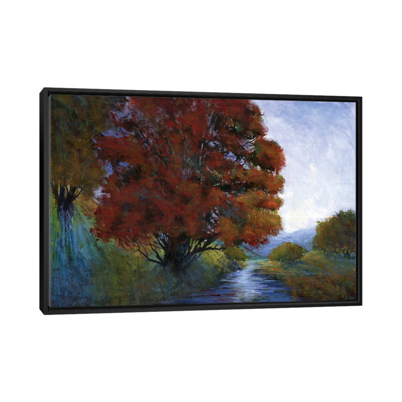 « summer brook », impression sur toile, H 18 po x l 26 po x P 1,5 po, Pas de tapis, Toile avec cadre noir
