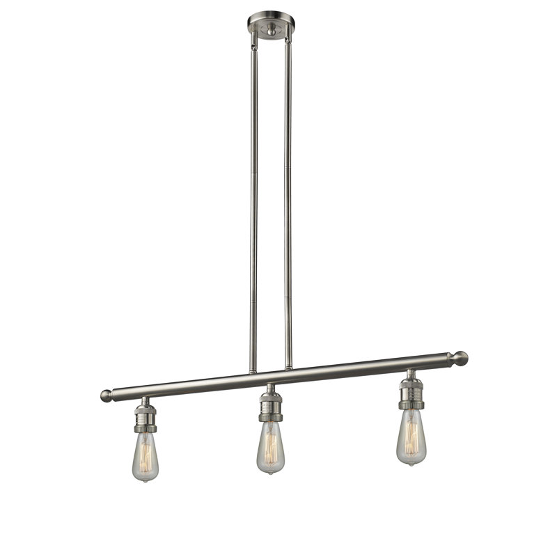 Plourde 3 - Light Kitchen Island Pendant, Brushed Satin Nickel