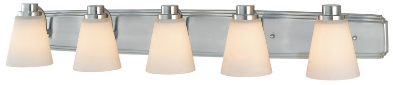 Éclairage pour meuble-lavabo 5 lumières Beddingfield, Nickel satiné