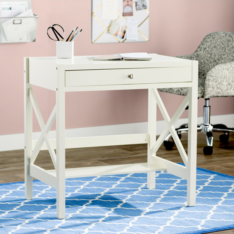 Derrik Solid Wood Writing Desk, Antique White