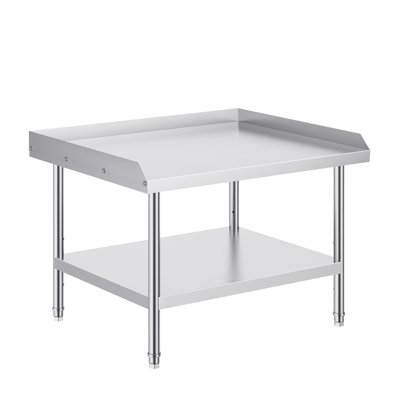 Stainless Steel Work Table, 24 x 28 x 26 Inch Commercial Food Prep Worktable, 3-Sided Backsplash Heavy Duty Prep Worktable, Metal Work Table with Adjustable Height for Restaurant Home Hotel
