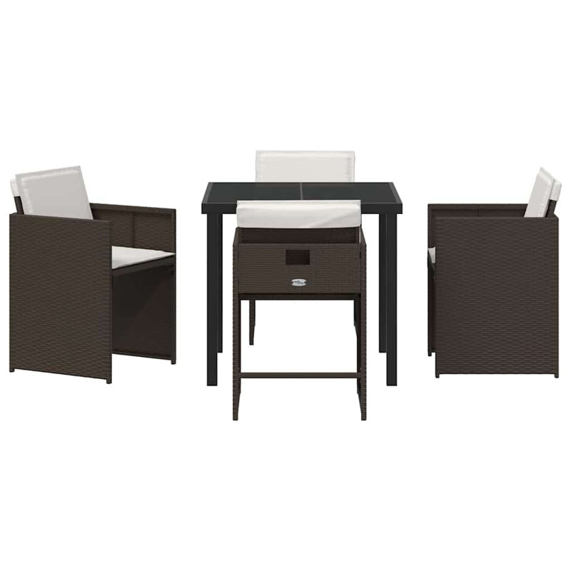 4 - Person Patio Dining Set with Rectangular Table , Cushions Included, Beige, Brown