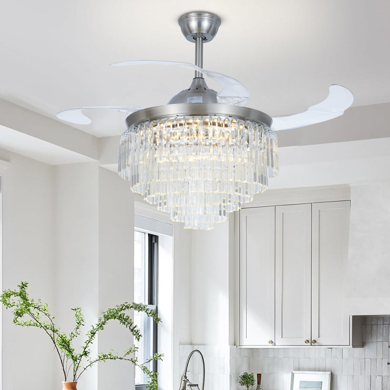 42'' Giuseppino 3 - Blade LED Crystal Ceiling Fan with Remote Control with Light Kit Included