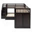 Twin-Twin Over Full L-Shaped Bunk Bed With 3 Drawers, Portable Desk And Wardrobe