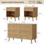 Ensemble de chambre à coucher 3 pièces, ensemble de commode à 6 tiroirs avec table de chevet et 2 bords arrondis