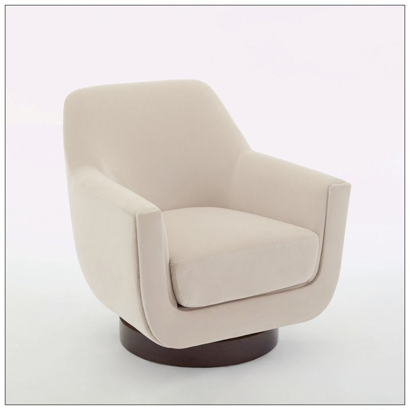 Fauteuil demi-tonneau pivotant de 30,90 po Mercersville, Velours beige