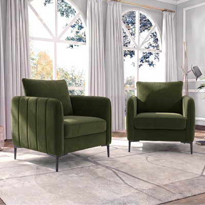 Set Of 2 Modern Velvet Upholstered Chairs - Chair Set (Matching Design, Soft Seat Cushion), Suitable For Living Room (Matching Design, Soft Seat Cushion)