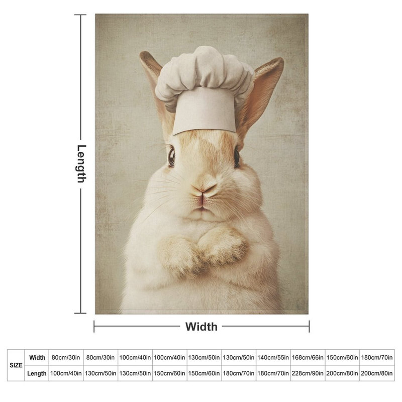 Jeté en flanelle de luxe Bunny Chef, 30 po x 40 po