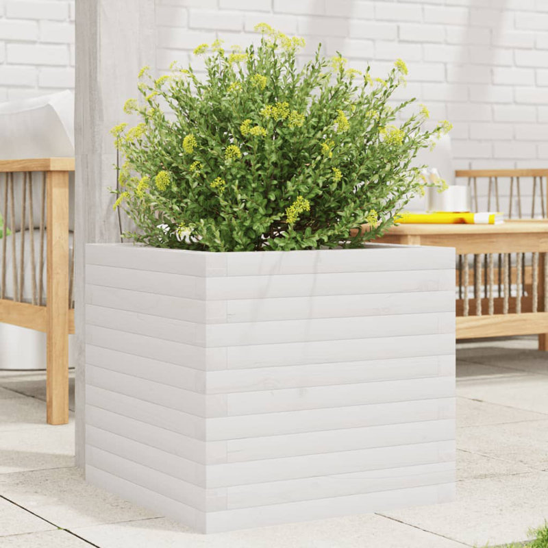 Amiela Planter Box, 45.5cm H x 50cm W x 50cm D, White