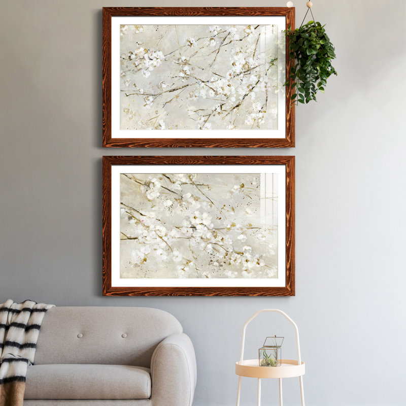 Blossom Confetti - ensemble de 2 peintures encadrées, H 37,5 po x l 55 po x P 1,5 po, Papier avec cadre érable