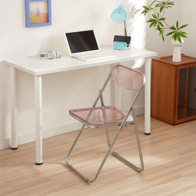 Chaise pliante en acrylique transparent avec structure chromée, Rose