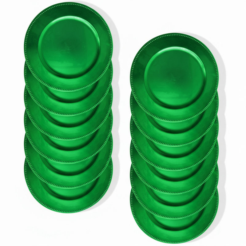 Plat de service perlé vert émeraude 13 po , Turquoise