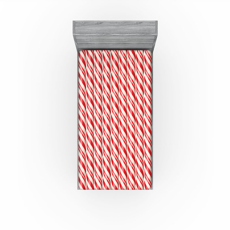 Ambesonne Fitted Sheet 2-Pack, Red/Cream Abstract, Twin XL Fitted Sheet