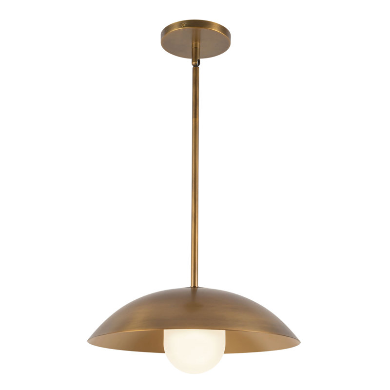 Umbra 14-in Black Pendant, Antique Brass/White