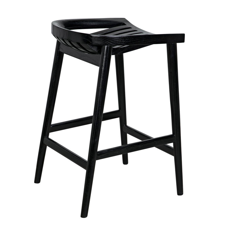 Ronald Charcoal Black 25.5'' Solid Wood Counter Stool