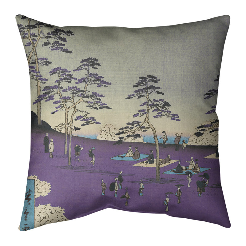 Housse de coussin Utagawa Hiroshige View from Asuka Hill, 16 po x 1 po, Mauve, Housse de coussin seulement