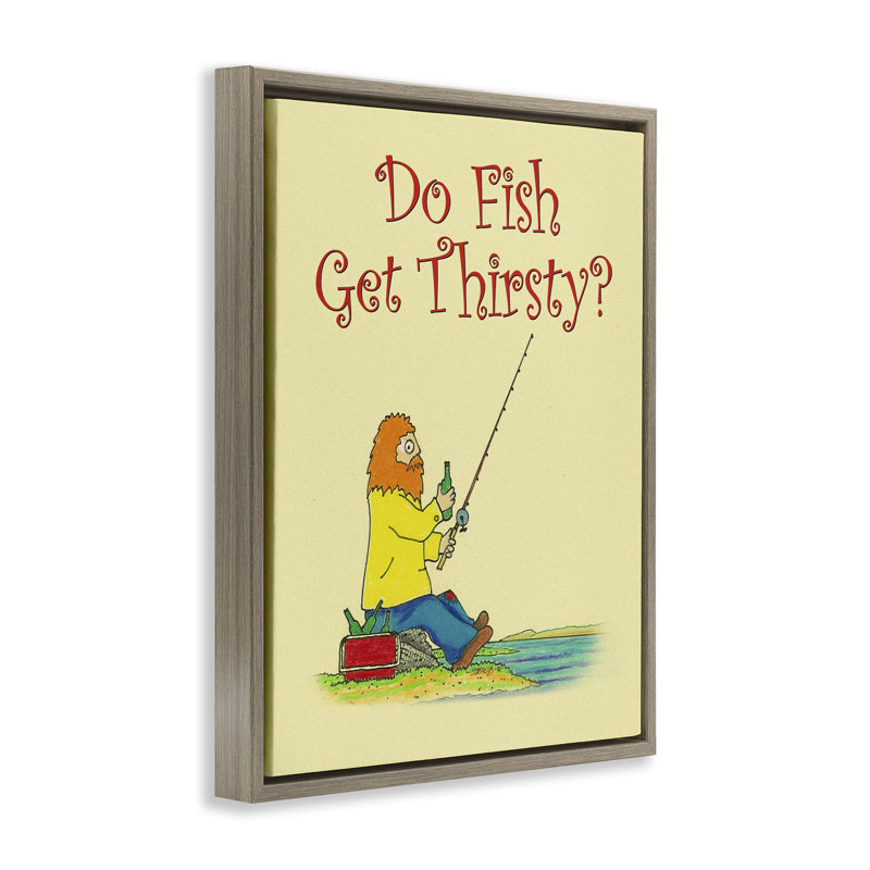 Cadre flottant Do Fish Get Thirsty Humor, design par Roger Straub, Cadre flottant orme Montalcino, H 31 po x l 25 po