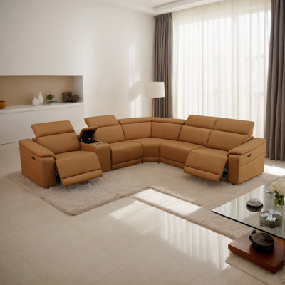 Gabby 6 - Piece Upholstered Power Breathing Leather Reclining Sectional by Latitude Run
