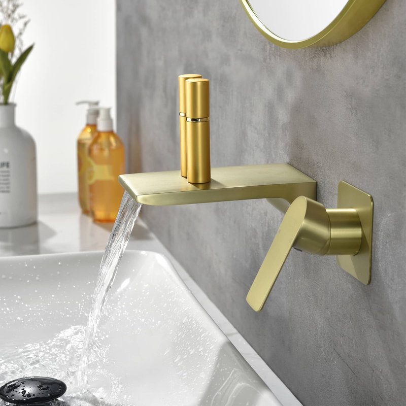 Wall Mounted Optional Single-handle Bathroom Faucet, Brushed Gold 