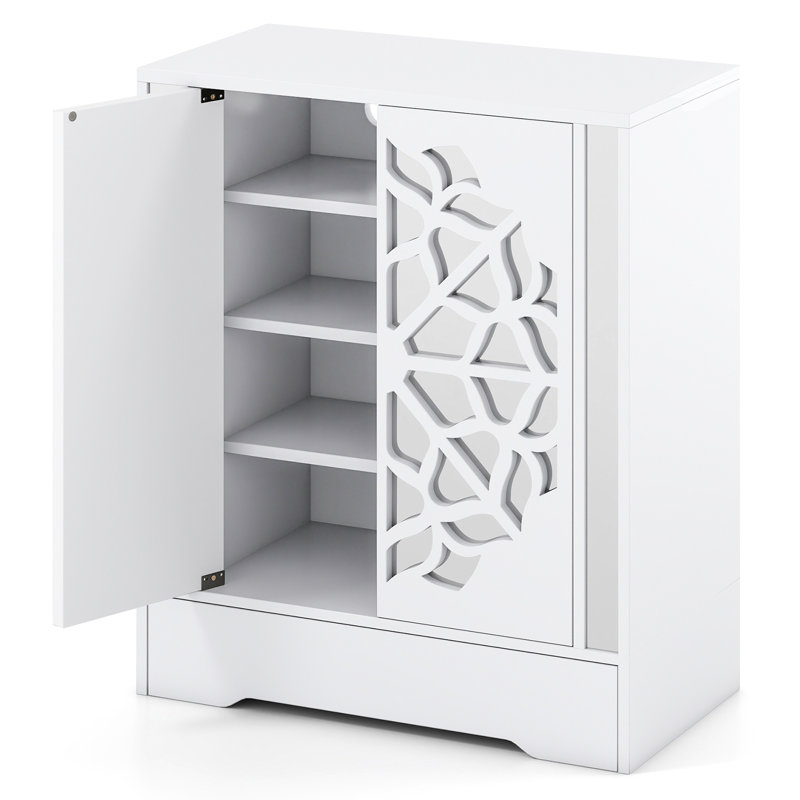 6-Tier Mirrored Shoe Organizer w/Laser-Engraved Floral Patterns for Entryway