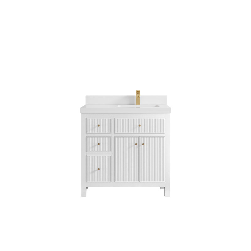 Ensemble de meuble-lavabo simple 36 po Sonoma, Quartz blanc
