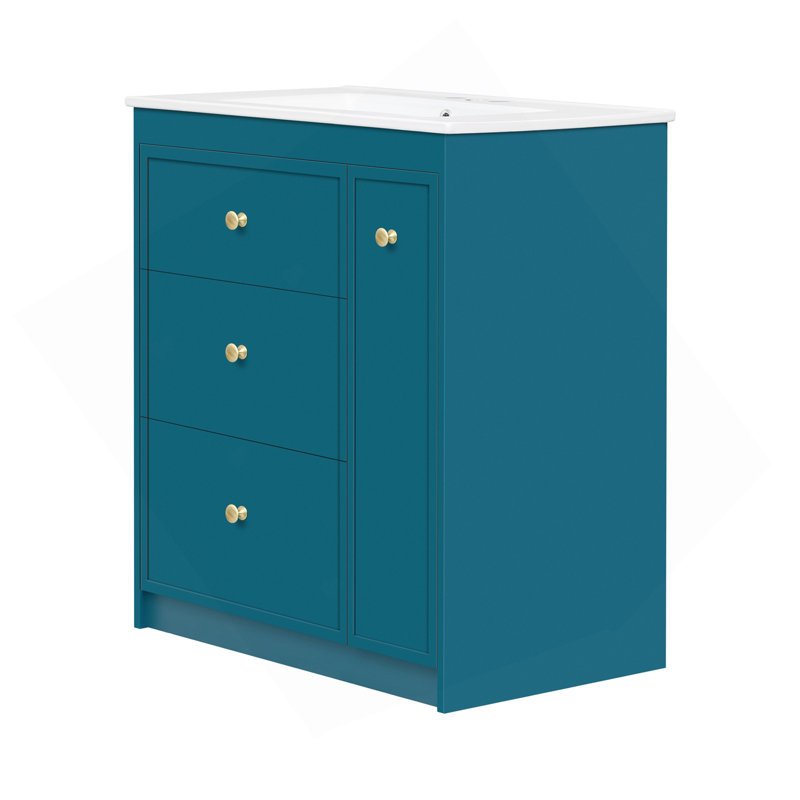 30'' Bathroom Vanity With Ceramic Sink Combo, Free Standing Single Vanity Set With Four Drawers, Modern Bathroom Storage Cabinet , Ideal For Home