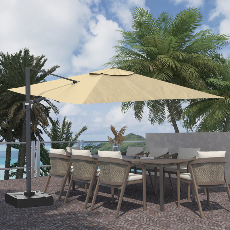 Parasol carré 11 pi en porte-à-faux beige, Beige