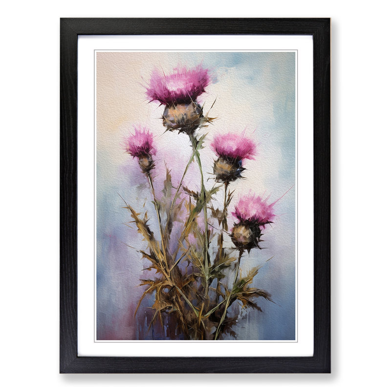 Thistle Modern Art - Framed Print, Black Framed, 34cm H x 25cm W