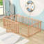 Lit simple en bois avec garde-corps et porte-1730794363