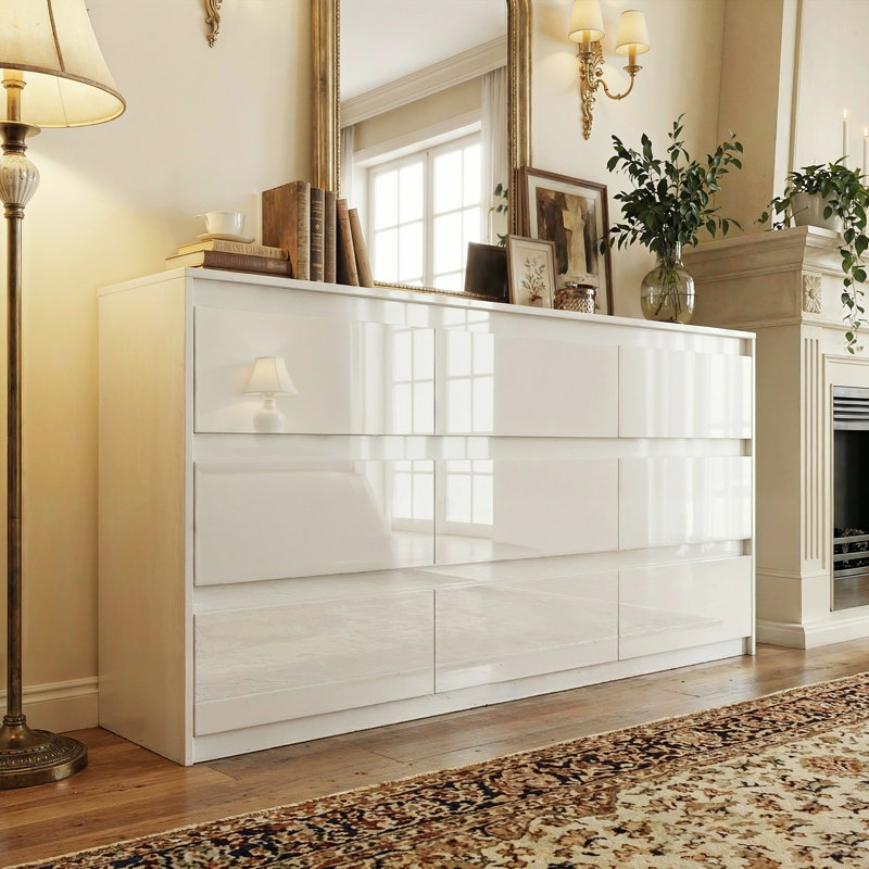 Commode blanche 9 tiroirs Elegant