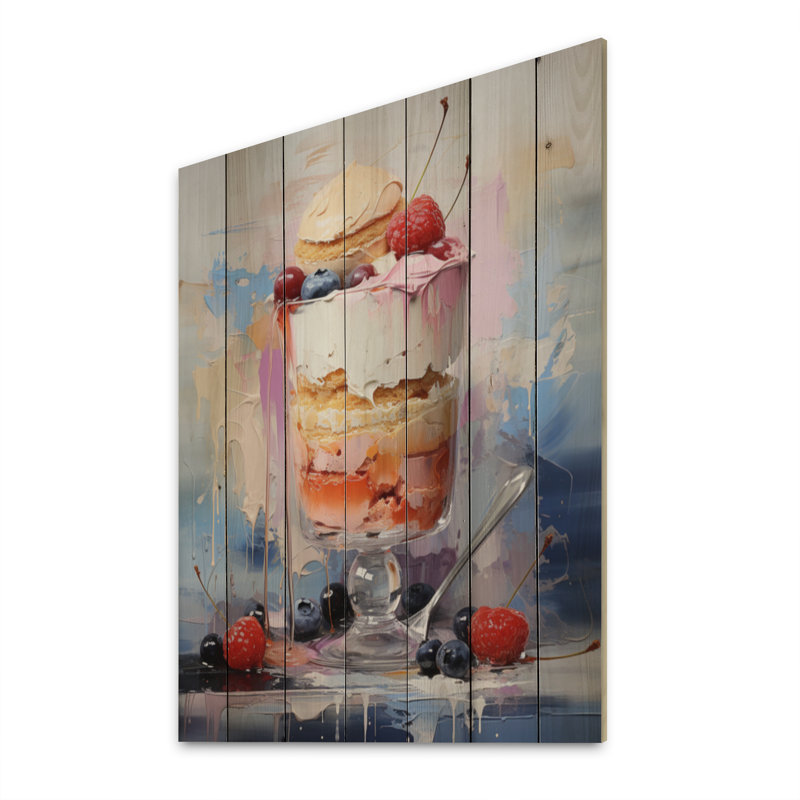 Dessert popart alimentaire sur impression sur bois, H 32 po x l 24 po x P 0,78 po