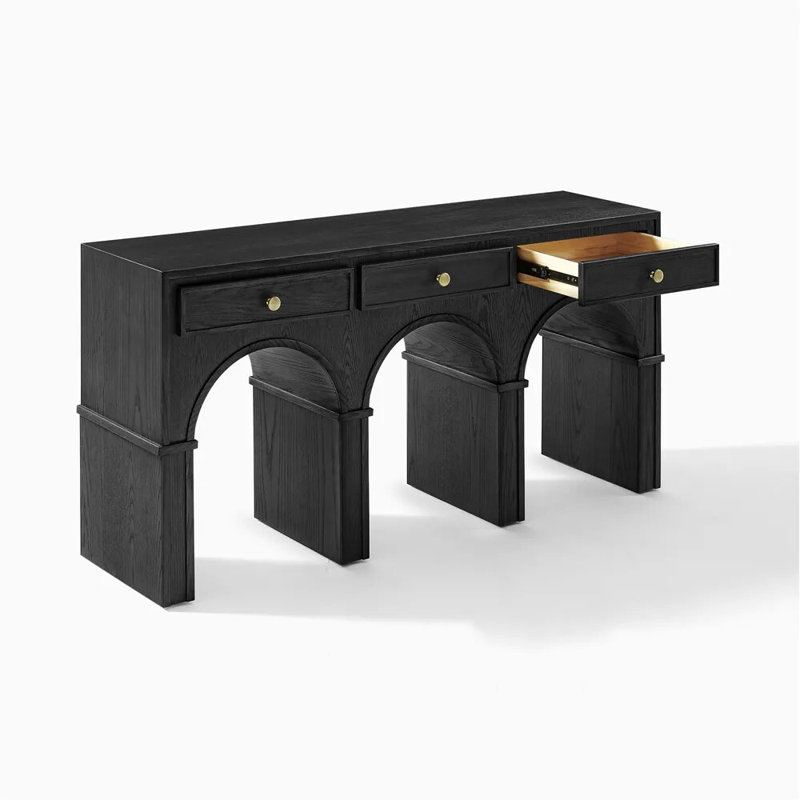Table d'entrée en bois massif French French, H 29,9 po x l 70,9 po x P 15,7 po, Noir
