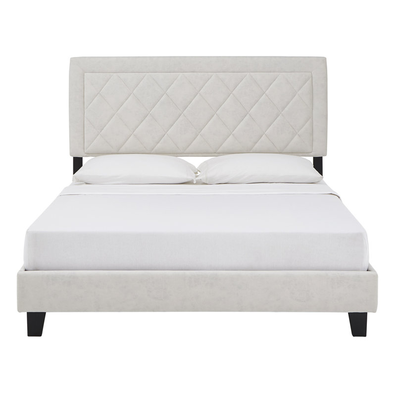 Aguadilla Upholstered Platform Bed, Full, Creamy White
