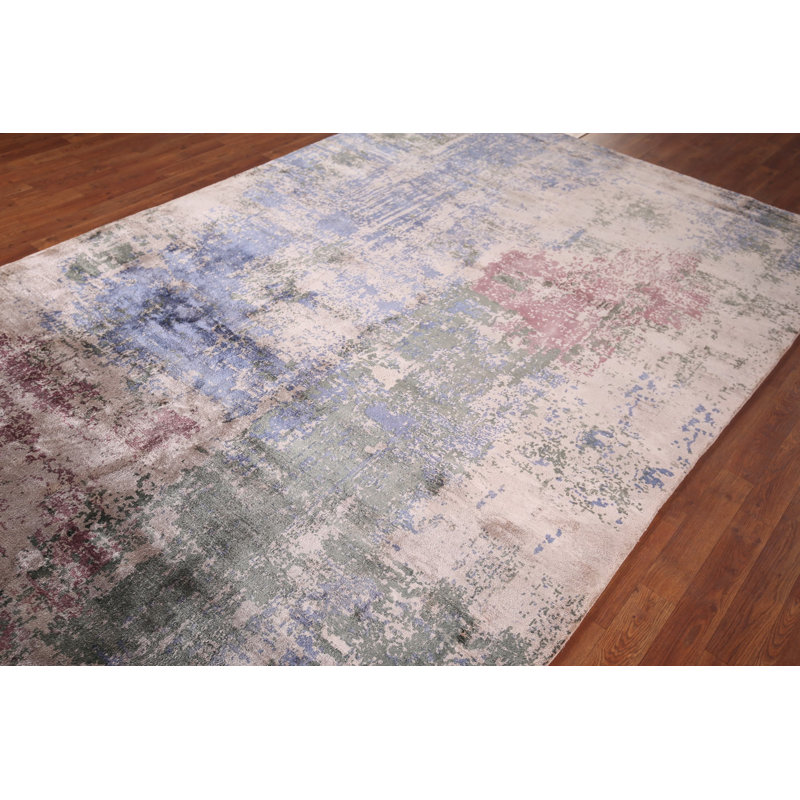 Tapis contemporain à motif abstrait all-over 7 x 10